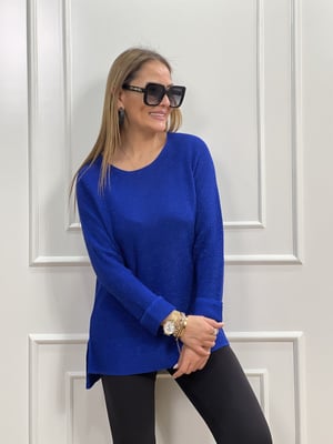 Saks Mavi Simli Oversize Triko