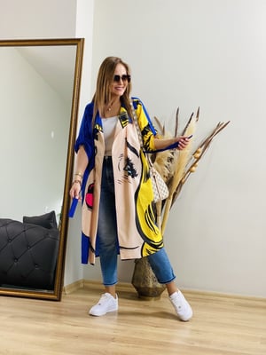 Saks Yüz Figürlü Trençkot