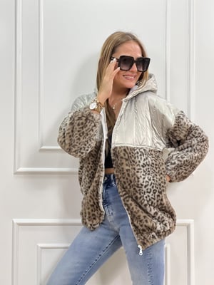 Silver Kapitone Leopar Mont
