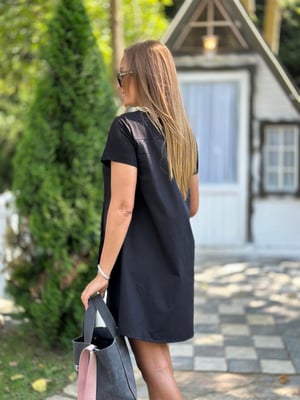 Siyah Arkası Poplin Detay Tshirt