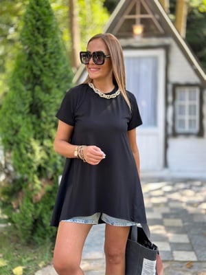 Siyah Arkası Poplin Detay Tshirt