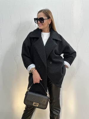 Siyah Astarlı Buklet Oversize Kaban