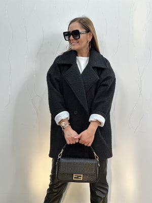 Siyah Astarlı Buklet Oversize Kaban