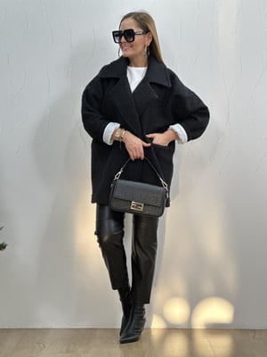 Siyah Astarlı Buklet Oversize Kaban