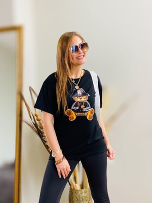 Siyah Ayıcık Baskılı Tshirt