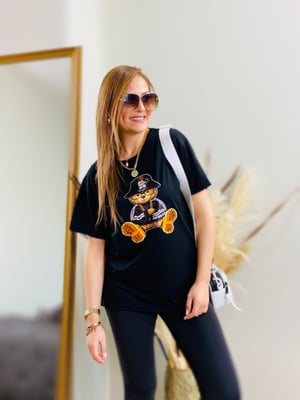 Siyah Ayıcık Baskılı Tshirt