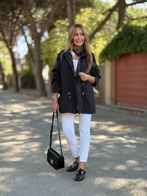 Siyah Bel Büzgülü Trenç Yağmurluk