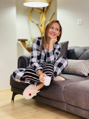 Siyah Beyaz Ekoseli Pijama Takımı