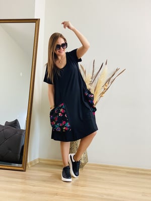 Siyah Büyük Cep Oversize Elbise