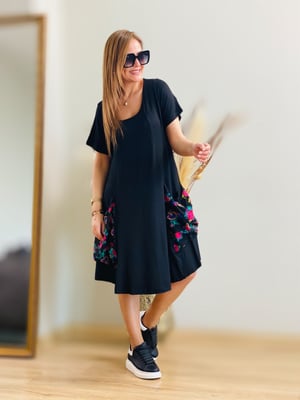 Siyah Büyük Cep Oversize Elbise