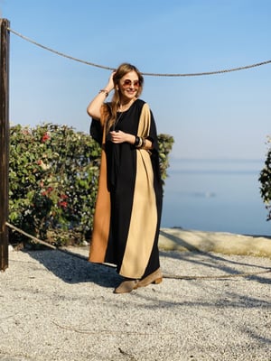 Siyah Camel Otantik Elbise
