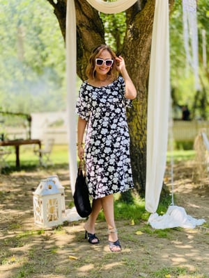 Siyah Desenli Oversize Elbise
