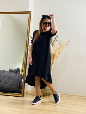 Siyah Fırfır Detaylı Elbise