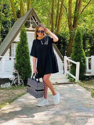 Siyah Fitilli Basic Elbise