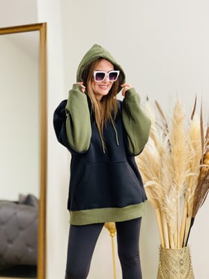Siyah Haki Kapşonlu Sweatshirt