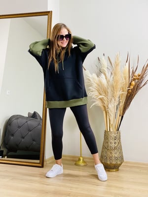 Siyah Haki Kapşonlu Sweatshirt