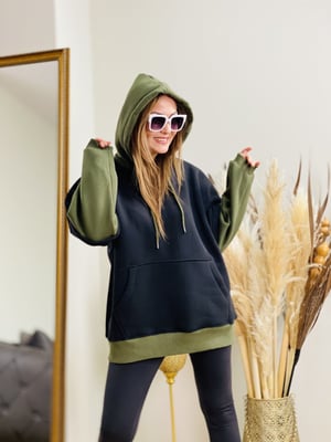 Siyah Haki Kapşonlu Sweatshirt