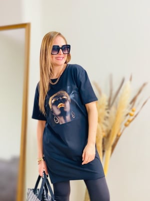 Siyah Ön Baskılı Tshirt