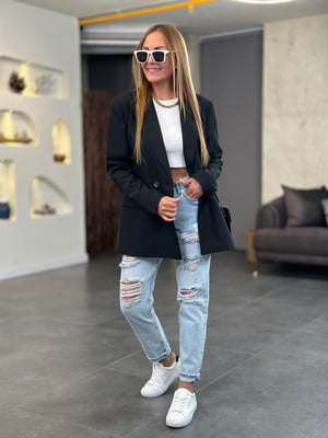 Siyah Oversize Astarlı Blazer Ceket