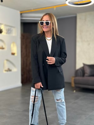 Siyah Oversize Astarlı Blazer Ceket