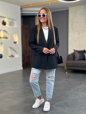 Siyah Oversize Astarlı Blazer Ceket