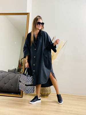Siyah Oversize Gömlek Elbise