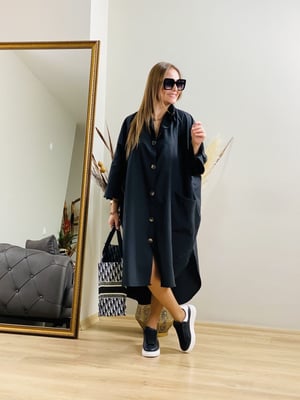 Siyah Oversize Gömlek Elbise