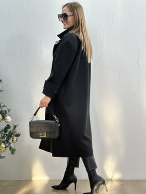 Siyah Oversize Kaşe Kaban