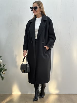 Siyah Oversize Kaşe Kaban
