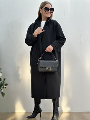 Siyah Oversize Kaşe Kaban