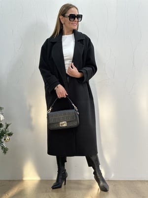 Siyah Oversize Kaşe Kaban