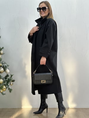 Siyah Oversize Kaşe Kaban