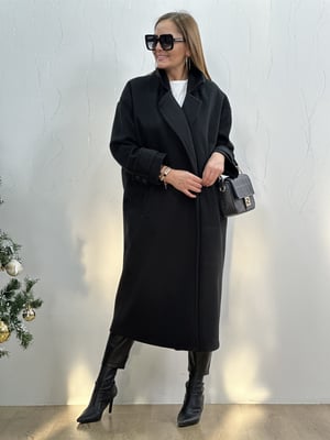 Siyah Oversize Kaşe Kaban