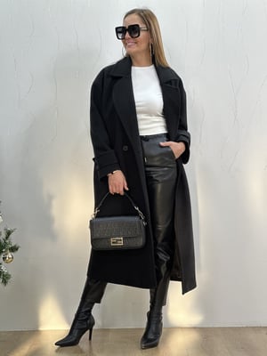 Siyah Oversize Kaşe Kaban
