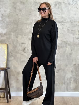 Siyah Oversize Triko İkili Takım