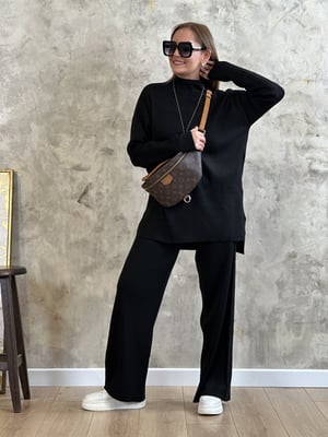 Siyah Oversize Triko İkili Takım
