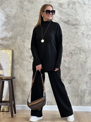 Siyah Oversize Triko İkili Takım