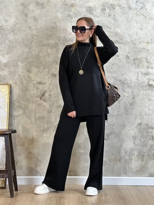 Siyah Oversize Triko İkili Takım