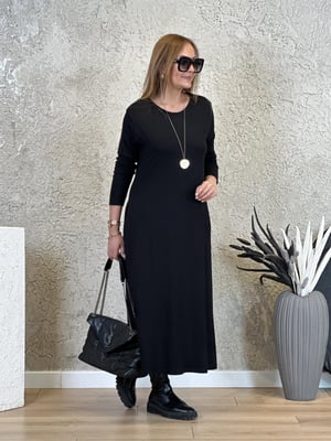 Siyah Oversize Uzun Elbise