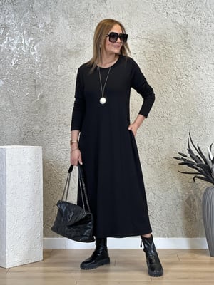 Siyah Oversize Uzun Elbise