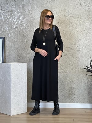 Siyah Oversize Uzun Elbise