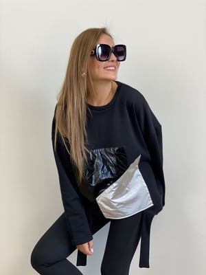 Siyah Paraşüt Detay Sweat