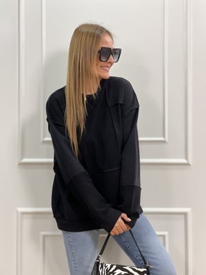 Siyah Parçalı Sweatshirt