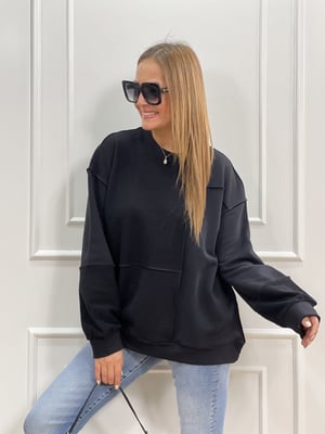 Siyah Parçalı Sweatshirt