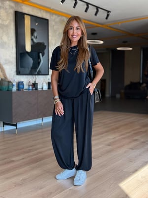 Siyah Şalvarlı Modal İkili Takım