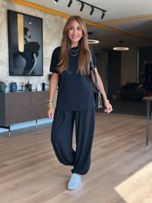 Siyah Şalvarlı Modal İkili Takım