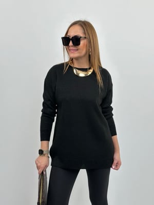Siyah Simli Oversize Triko
