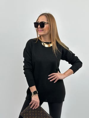 Siyah Simli Oversize Triko