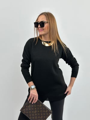 Siyah Simli Oversize Triko