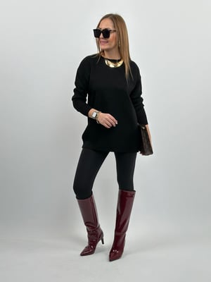 Siyah Simli Oversize Triko